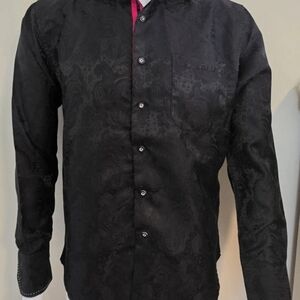 1901 Black Patterned Dress Shirt